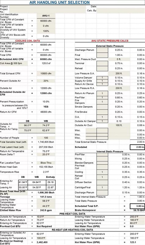 excell ventilation & metal fabrication ltd|ahu design calculation xls.